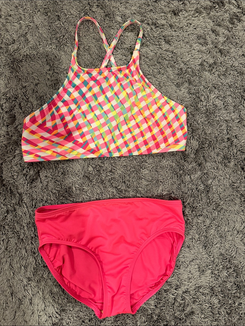 Lands' End Pink & Multi-Color Girls' Two-Piece Swim Set